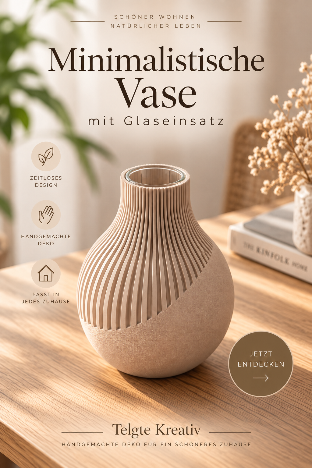 Vase mit Glaseinsatz